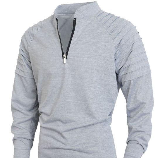 Herren Slim-Fit Troyer mit gesteppter Schulterpasse und halbem Reißverschluss Shop Nory