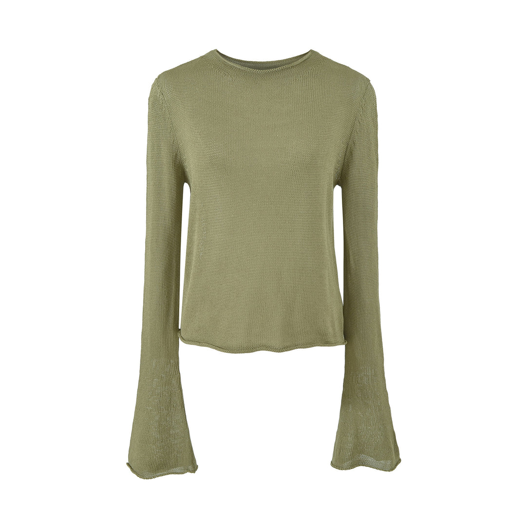 Damen Leichtes Feinstrick-Longsleeve mit ausgestellten Trompetenärmeln Shop Nory