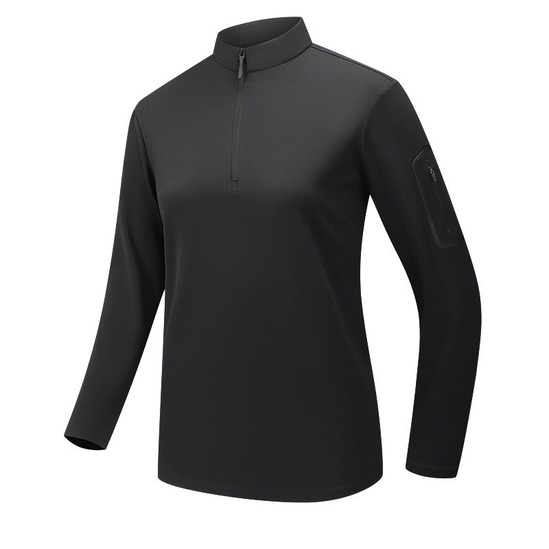 Herren Funktionelles Langarm-Trainingstop mit Stehkragen und Reißverschluss-Ärmeltasche Shop Nory