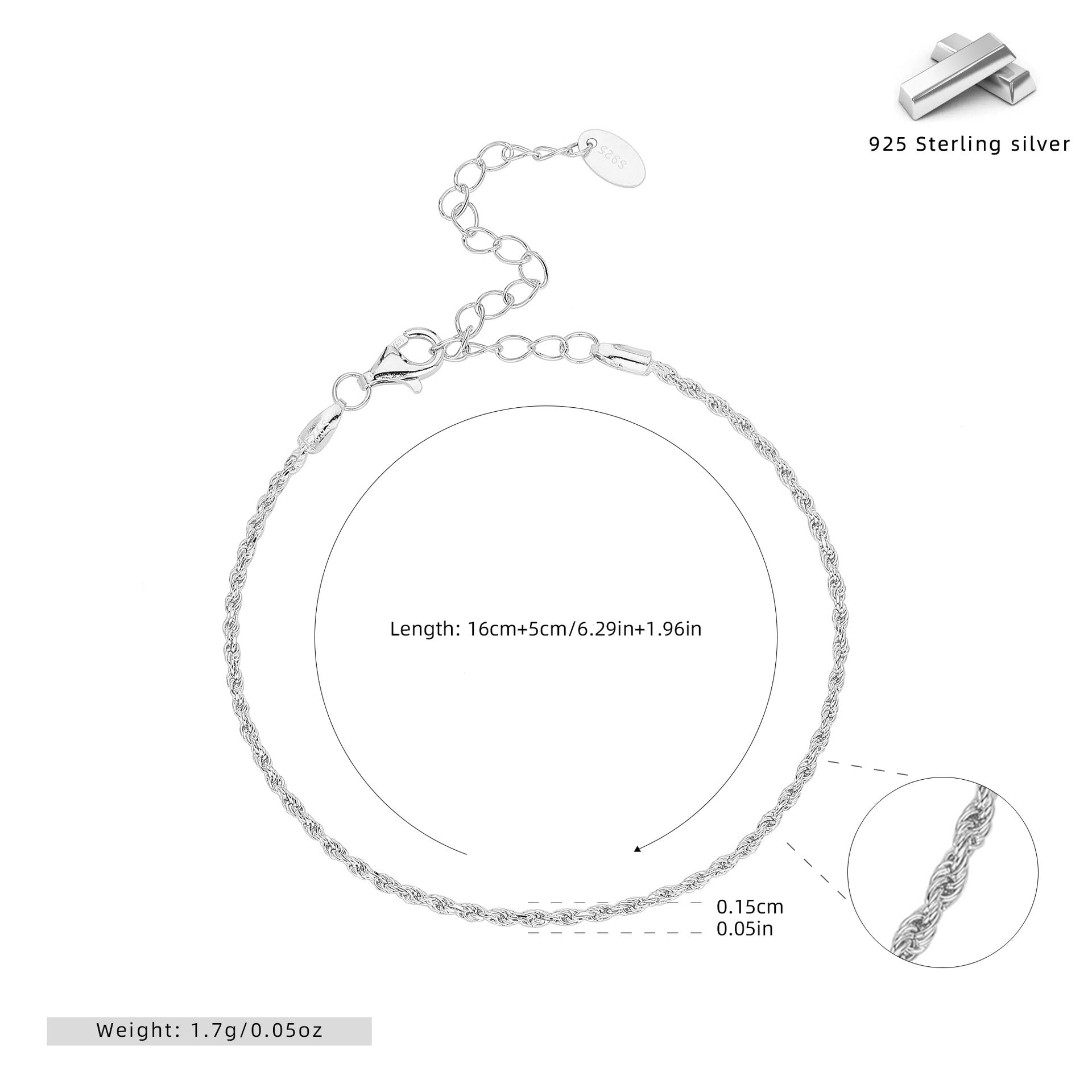 Damen Armband aus hochwertigem 925 Sterling Silber mit filigranem Geflecht Shop Nory