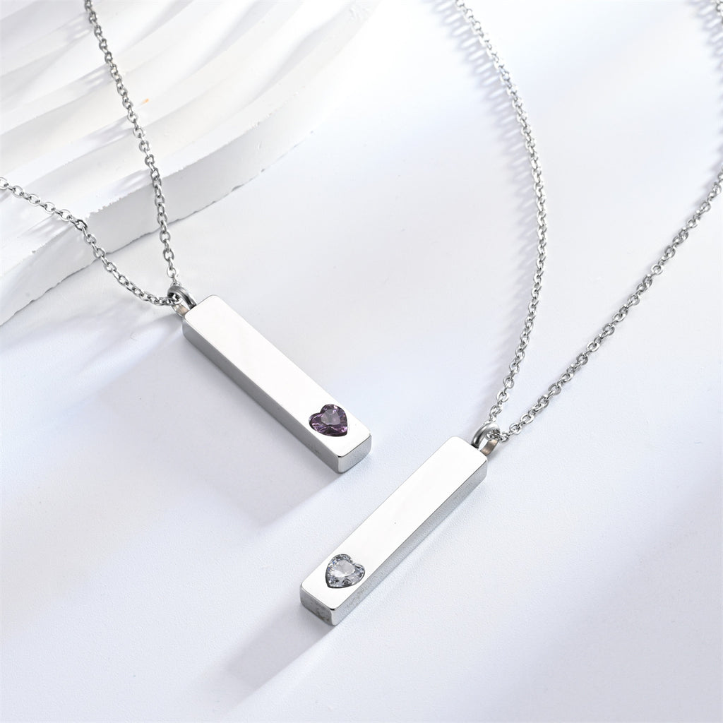 Damen Halskette mit modernem Rechteckanhänger und herzförmigem Zirkonia-Shop Nory