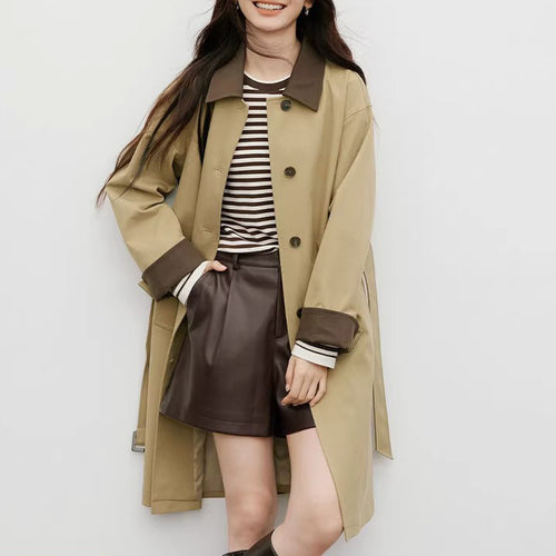 Damen Modischer Trenchcoat mit kontrastierenden Details Shop Nory