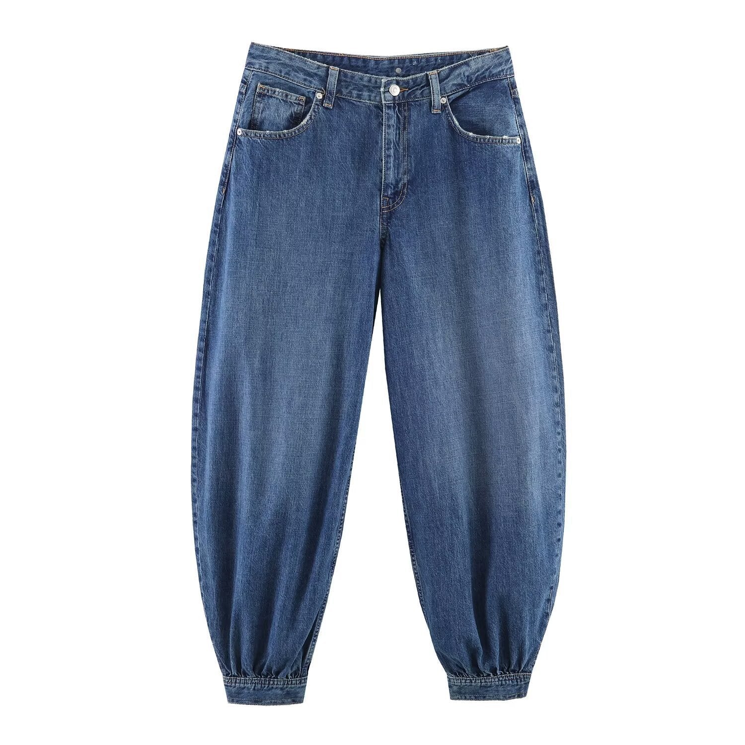 Damen Tapered Jeans mit elastischem Bündchen und bequemer Passform