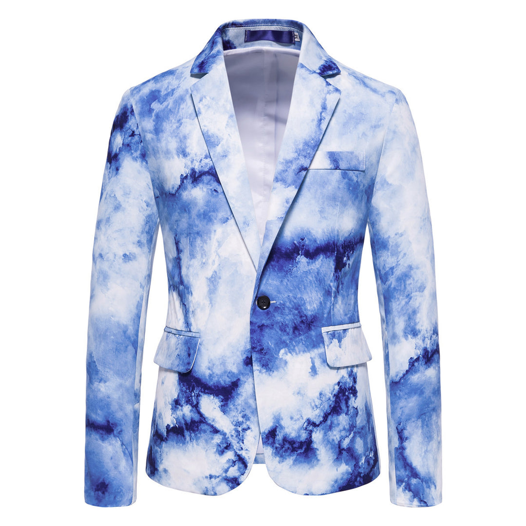 Herren Slim-Fit Sakko mit Aquarell-Print und Ein-Knopf-Verschluss Shop Nory
