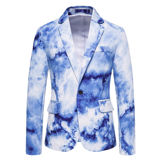 Herren Slim-Fit Sakko mit Aquarell-Print und Ein-Knopf-Verschluss Shop Nory