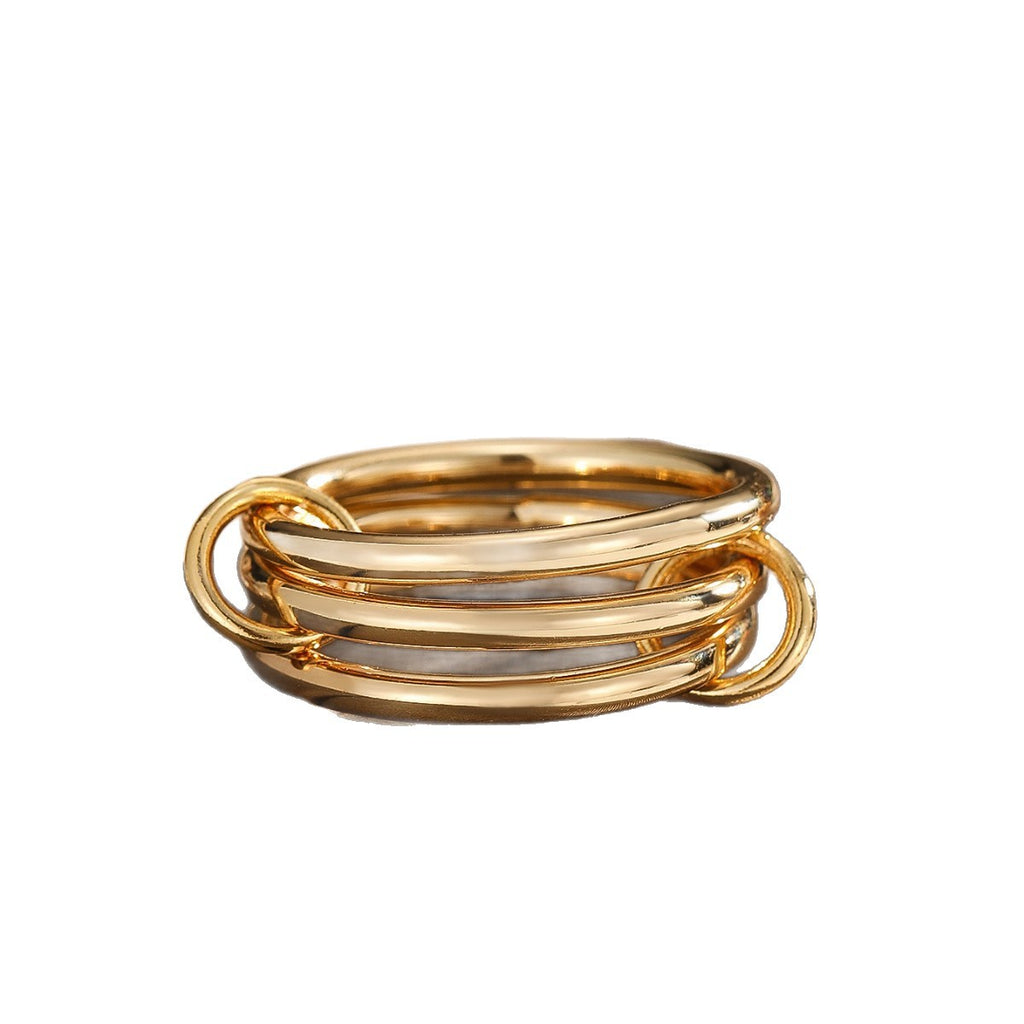 Damen Stapelring aus hochwertigem Edelstahl mit glänzender goldfarbener Oberfläche Shop Nory