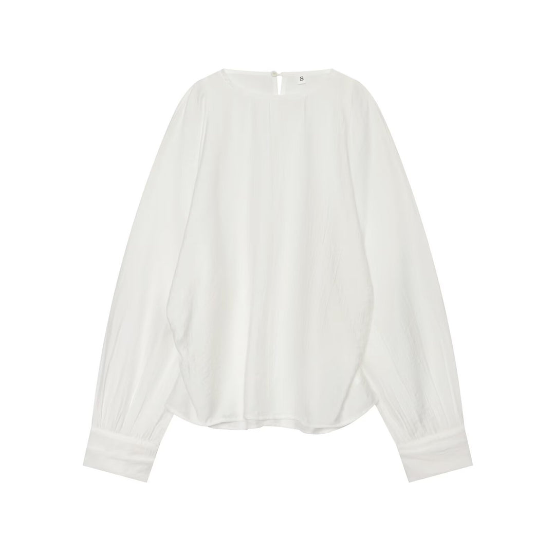 Damen Oversize-Bluse mit Ballonärmeln, Rundhalsausschnitt und weicher Viskosequalität Shop Nory