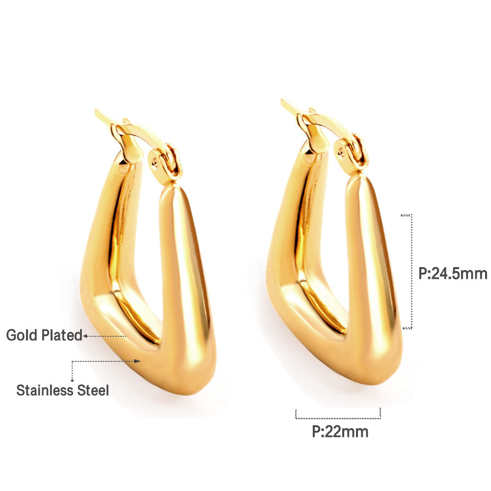 Damen Hängende Creolen mit eleganten Wellenlinien aus poliertem Edelstahl Shop Nory