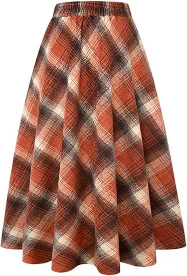 Damen Schwingender A-Linien Rock im modischen Karomuster Shopnory