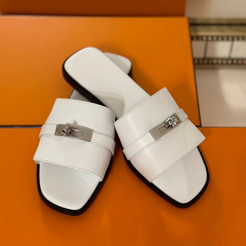 Damen Elegante Pantoletten mit dekorativen Riemen und komfortablem Fußbett