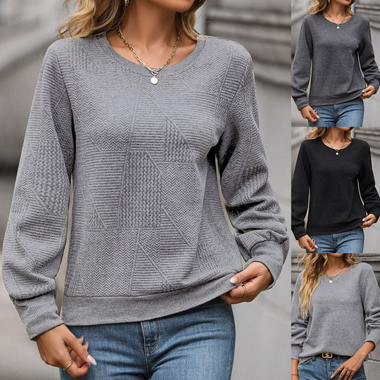 Damen Strukturierter Rundhals-Pullover mit Patchmuster Shop Nory