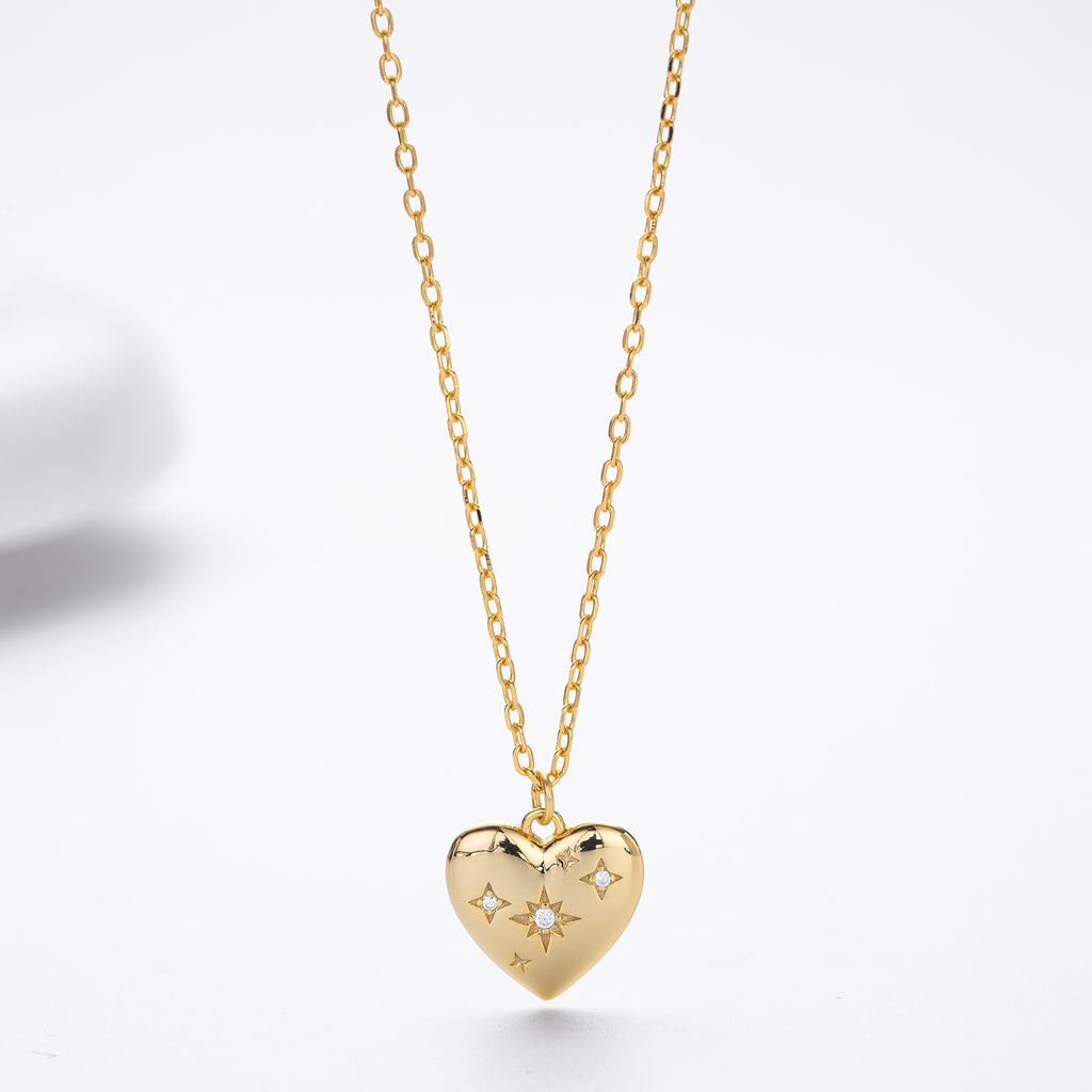 Damen Halskette mit herzförmigem Anhänger aus hochwertigem 925 Sterling Silber und funkelnden Zirkonen Shop Nory