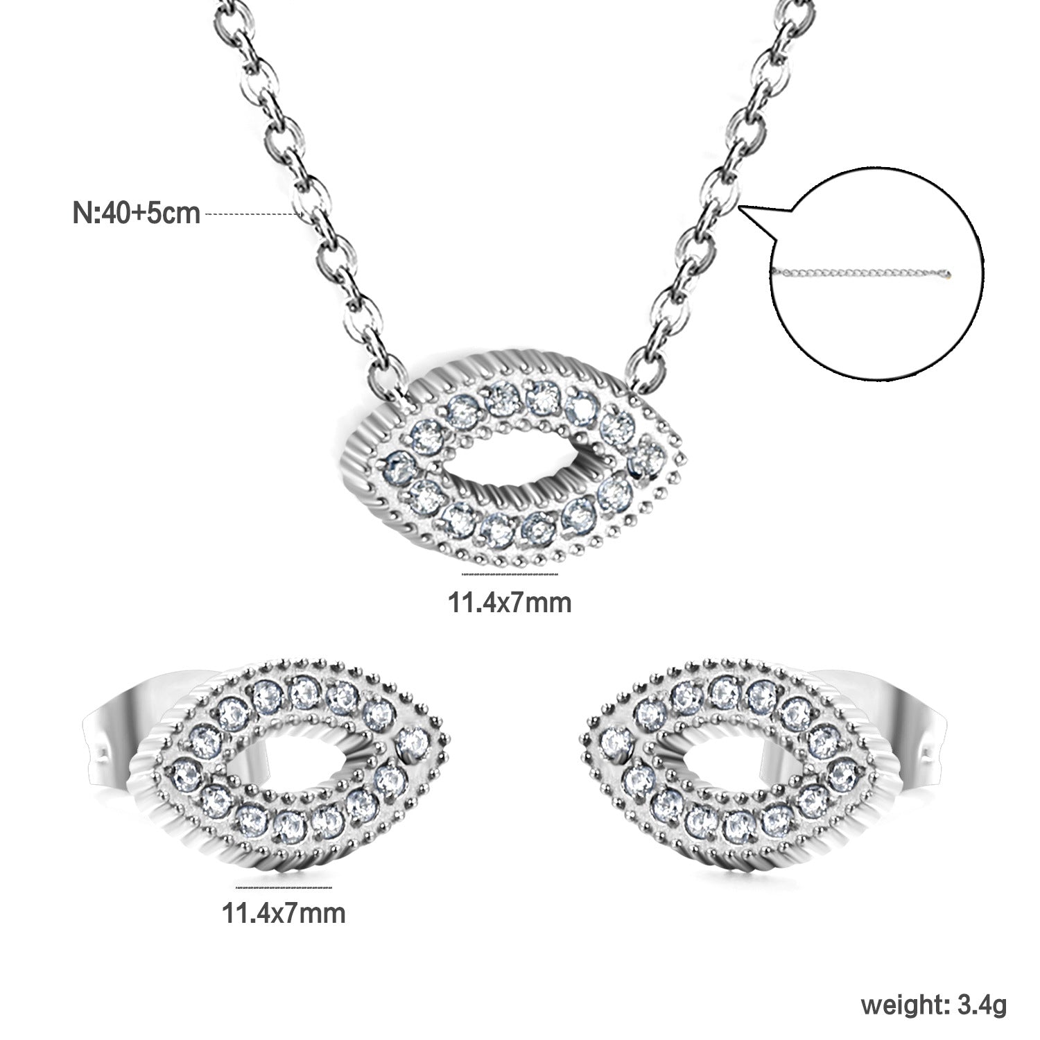 Damen Schmuckset mit einzigartigem Anhänger und funkelnden Zirkonia Shop Nory
