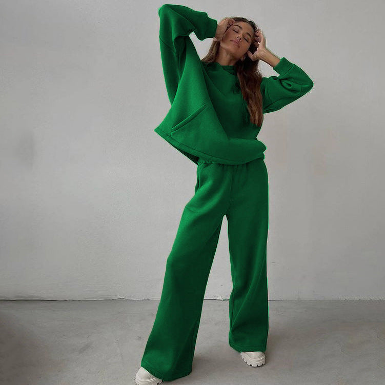 Damen nan Cozy-Komplettset mit extraweichem Oversize-Hoodie, Kängurutasche und High-Waist Palazzo-Sweathose Shop Nory
