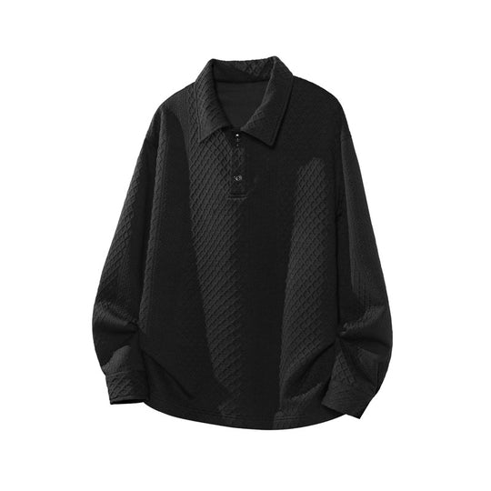 Herren Oversize-Poloshirt-Sweatshirt mit diamantstruktur, verlängertem Schnitt und Polokragen Shop Nory