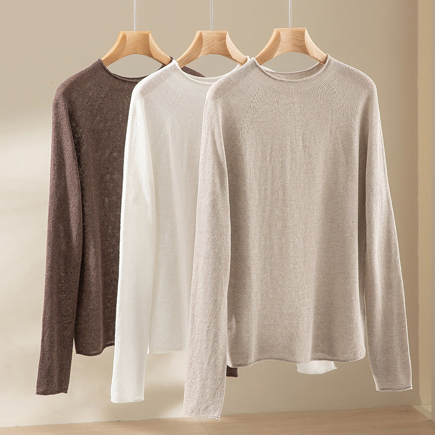Damen Feiner leichtgewichtiger Rundhals-Feinstrickpullover mit Raglanärmeln Shop Nory