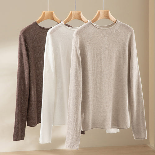 Damen Leichter Strukturstrick-Pullover mit Rundhalsausschnitt und legerer Boxy-Silhouette Shop Nory