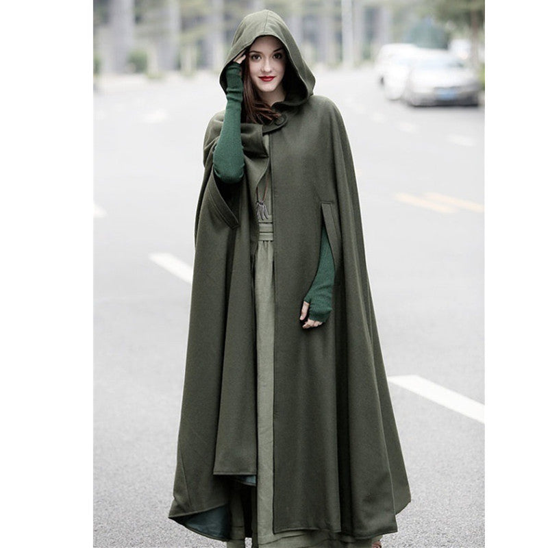 Damen elegante Kapuzenumhang mit verstellbarem Verschluss