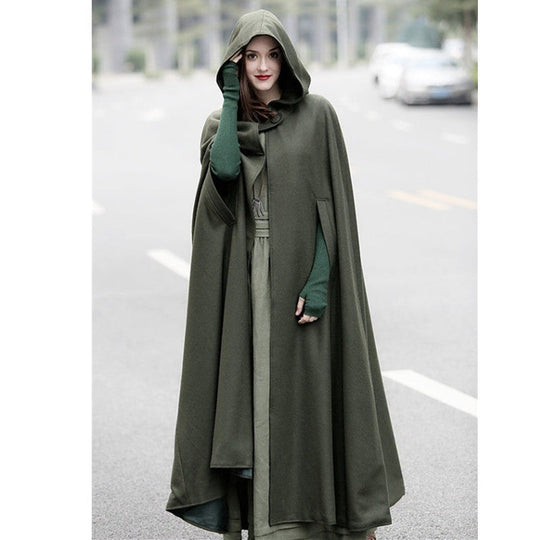 Damen elegante Kapuzenumhang mit verstellbarem Verschluss