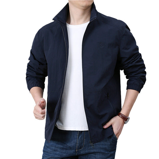 Herren Leichte Windjacke mit Stehkragen, elastischen Bündchen und verdecktem Reißverschluss Shop Nory