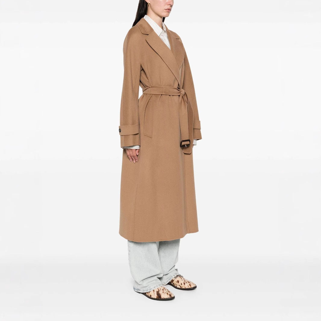 Damen Wickelmantel aus Wollmix mit Taillengürtel und Oversize-Schulter Shop Nory