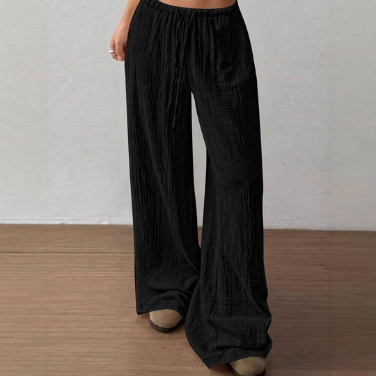 Damen Fließende Baumwoll‑Gauze Palazzohose mit elastischem Bund und Kordelzug Shop Nory