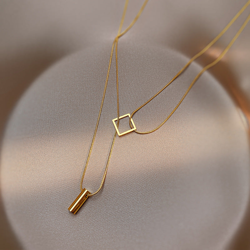 Damen Doppel-Layer Geometrische Anhänger Halskette Shop Nory