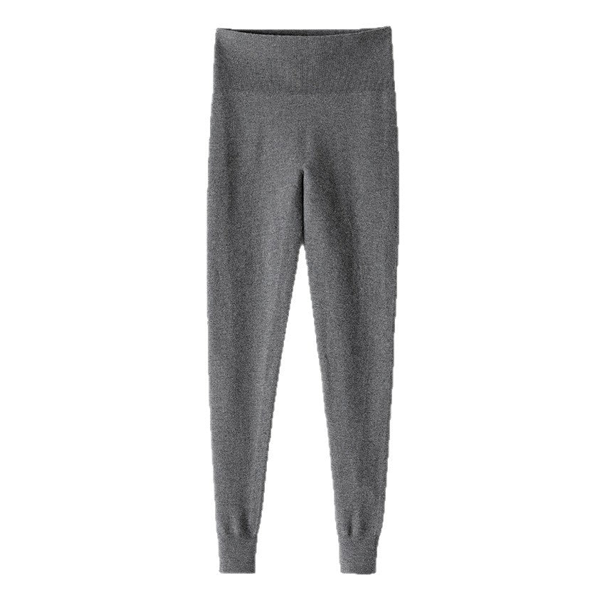 Damen Thermo-Feinstrick-Leggings mit hoher Taille und geripptem Knöchelabschluss Shop Nory