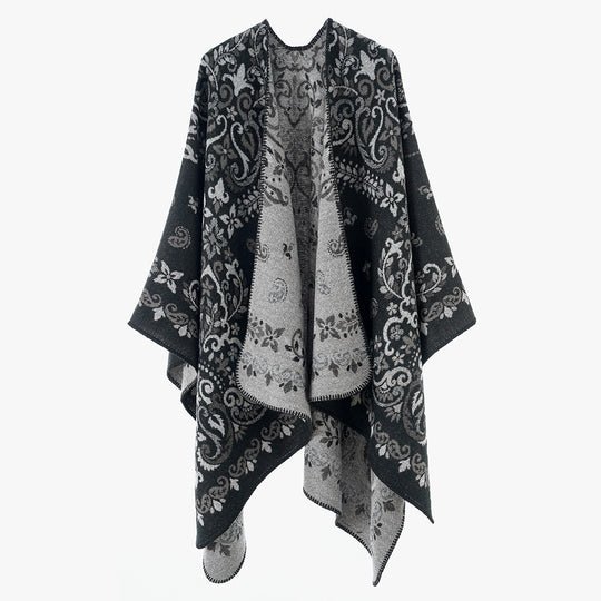 Damen Wendbarer Jacquard-Cape-Überwurf mit ornamentaler Struktur Shop Nory