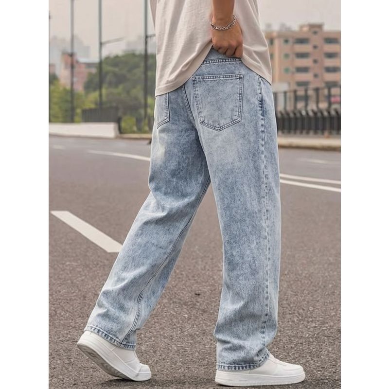 Herren Lässige Weit geschnittene Ripped Jeans Shop Nory