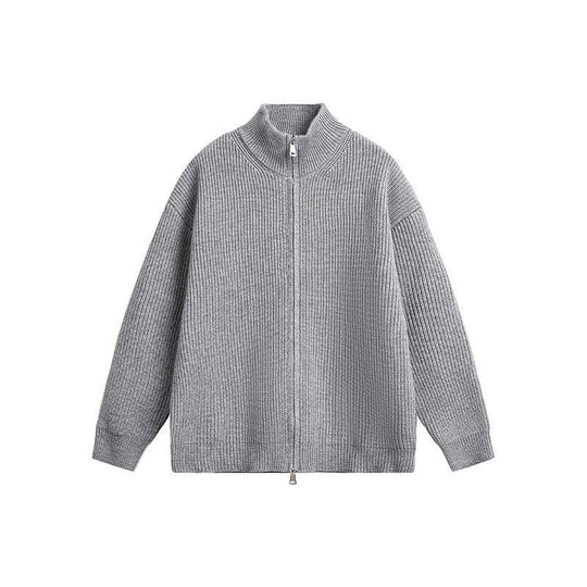 Unisex Grobstrick-Zipjacke mit Stehkragen und Zwei-Wege-Reißverschluss Shop Nory