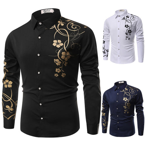 Herren Slim-Fit Hemd mit floralem Allover-Print, Langarm und Stretch-Baumwollmix Shop Nory