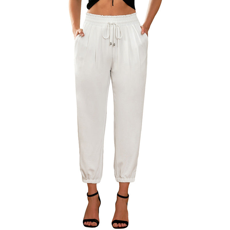Damen Lässige Freizeithose mit Elastischem Bund und Praktischen Taschen