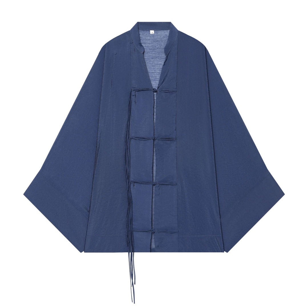 Damen Kimono-Capejacke mit Chinaknopfverschluss und langen Quasten Shop Nory