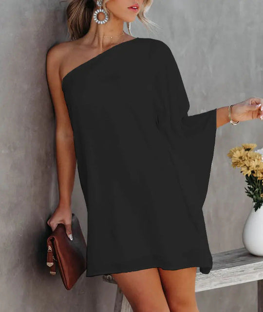 Damen asymmetrisches Mini-Kleid mit grafischem Aufdruck