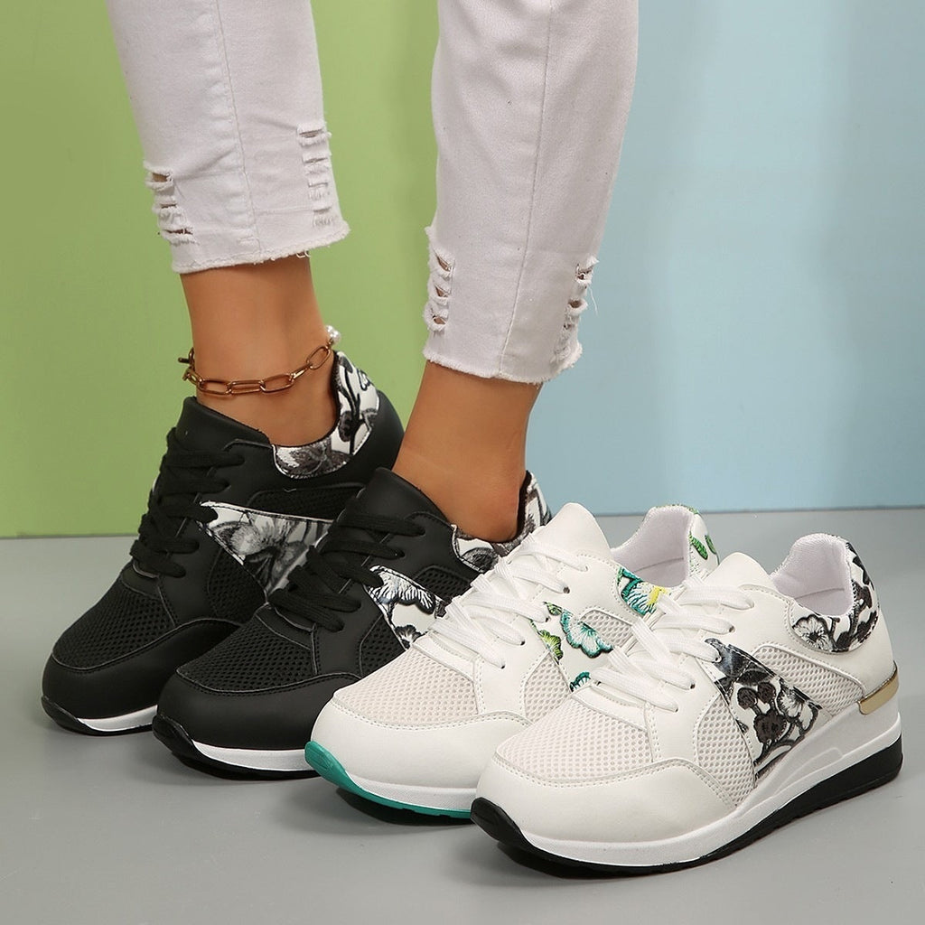 Damen Sneakers mit floralen Applikationen und dämpfender Sohle Shopnory