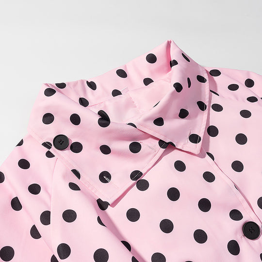 Damen Gepunkteter Trenchcoat-Style mit Bindegürtel und Ballonärmeln Shop Nory