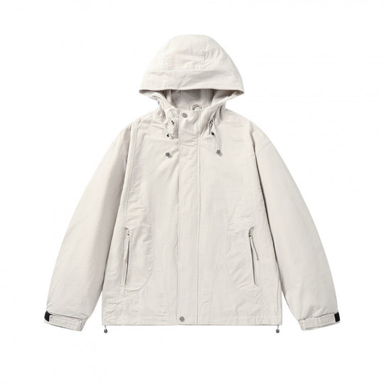 Unisex Kurz geschnittene Kapuzenjacke im technischen Outdoor‑Style mit Kordelzug, verdeckter Frontleiste und verstellbaren Bündchen Shop Nory