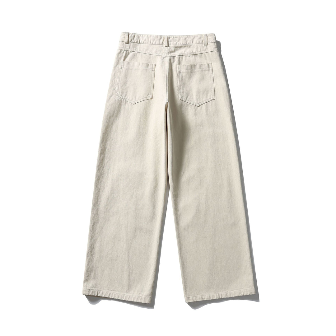 Damen Hochtaillierte weite Culotte‑Hose aus Baumwoll‑Twill mit Ziersteilnähten Shop Nory