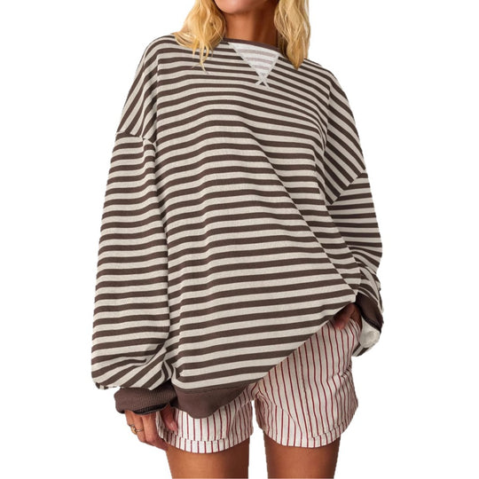 Damen Oversized gestreifter Sweatshirt