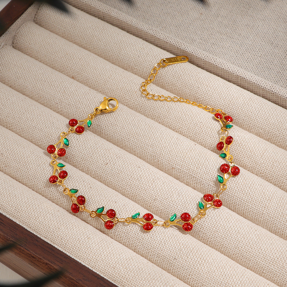 Damen zarte Fußkette mit floralem Design und bunten Kristallelementen Shop Nory
