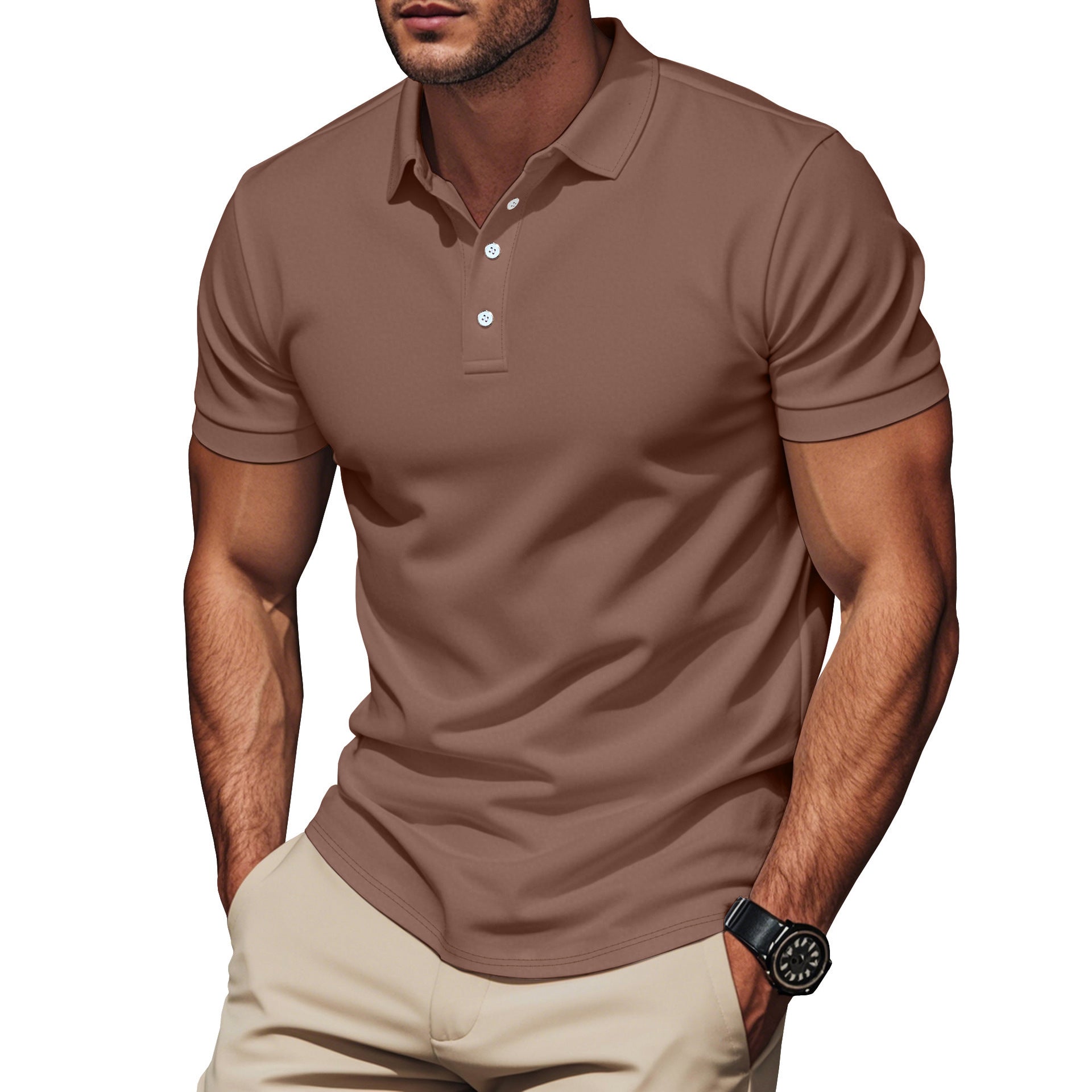 Herren nan Pima-Baumwoll-Polo mit Kentkragen, schmaler Silhouette und verstärkter Knopfleiste Shopnory