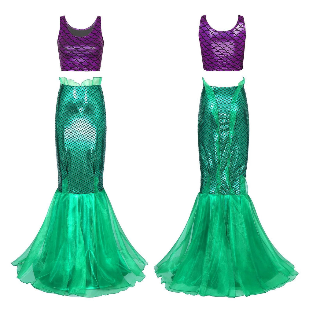 Damen Meerjungfrau-Kleid mit schimmerndem Oberteil und voluminösem Tüllrock Shopnory