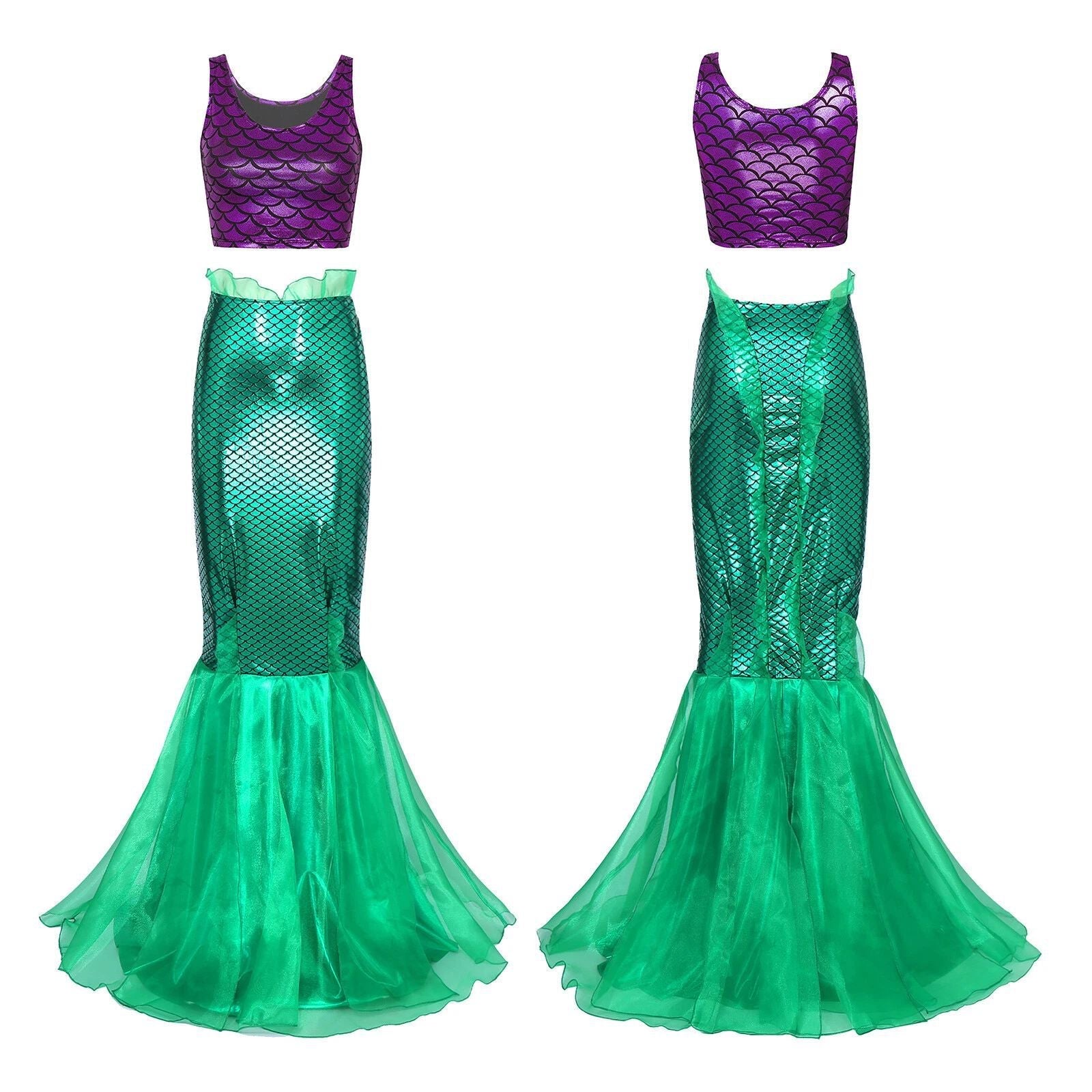 Damen Meerjungfrau-Kleid mit schimmerndem Oberteil und voluminösem Tüllrock Shopnory