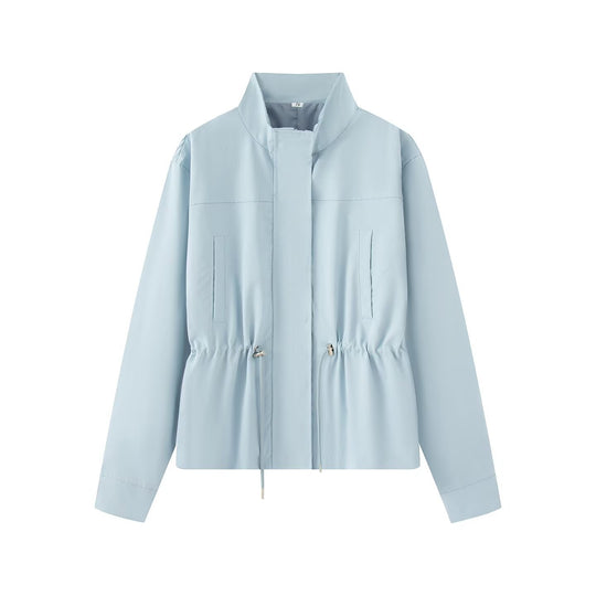 Damen Leichte Übergangsjacke mit Tunnelzug-Taillierung und Stehkragen Shop Nory