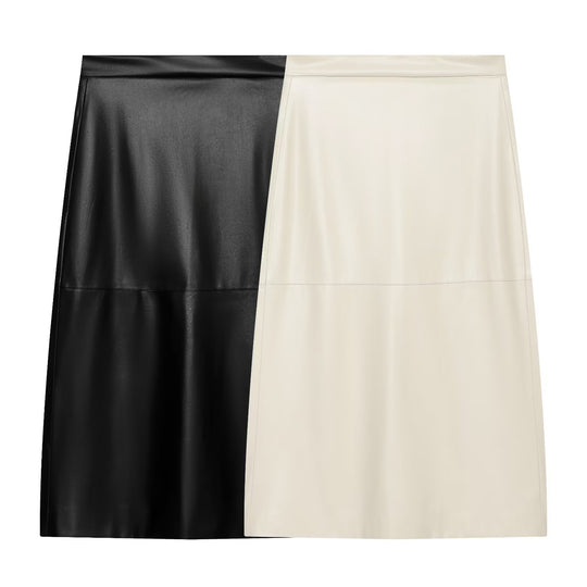 Damen Taillierter Midirock aus Kunstleder mit abgesteppten Teilungsnähten Shop Nory