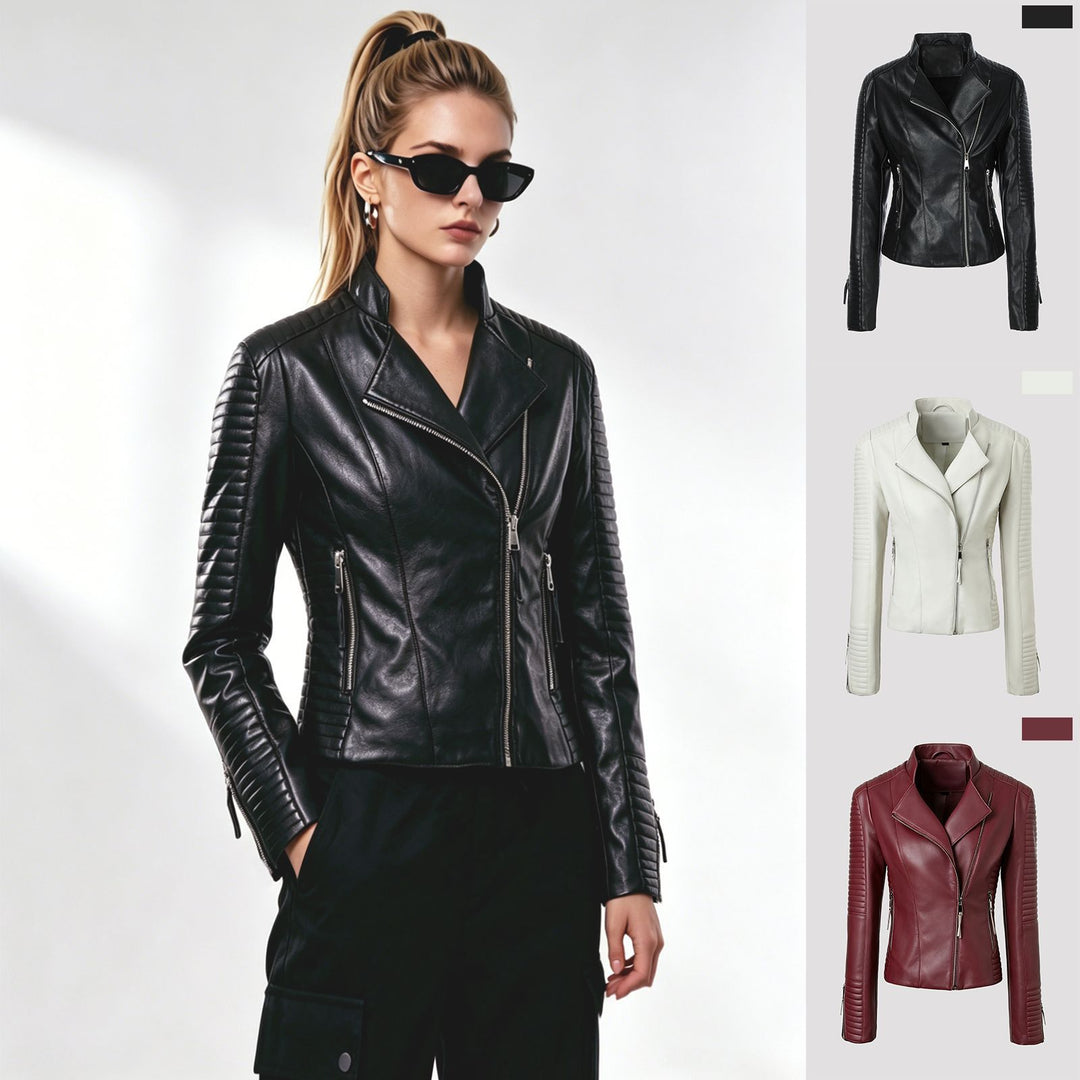 Damen Schmal geschnittene Bikerjacke mit gesteppter Ärmel- und Schulterpartie Shop Nory