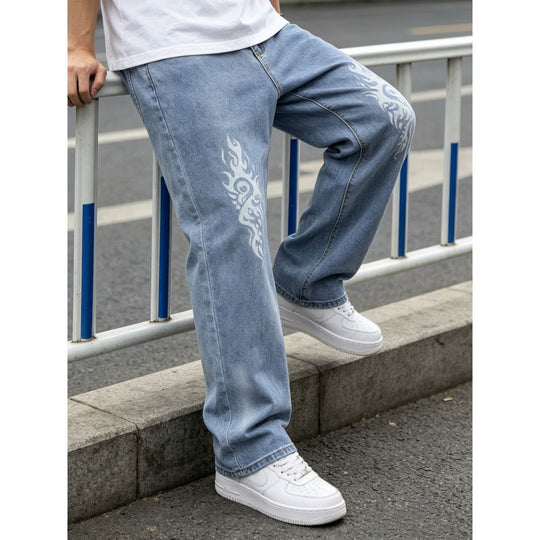 Herren Modische Loose-Fit Jeans mit einzigartigen Grafiken Shop Nory