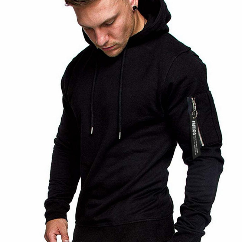 Herren Slim-Fit Hoodie mit Ärmel‑Zip‑Tasche, Kapuze und Kordelzug Shop Nory