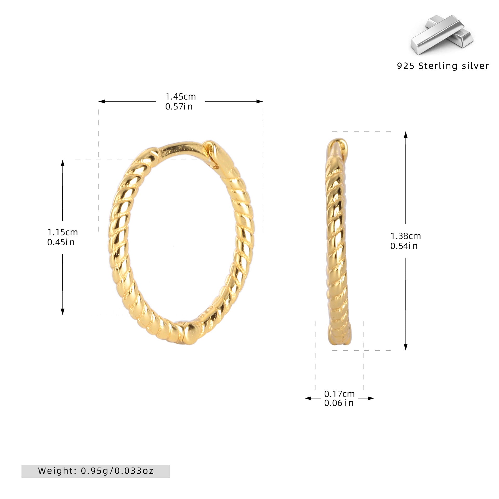 Damen Creolen mit gedrehtem Design aus 925 Sterlingsilber Shop Nory